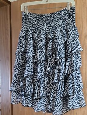 Christopher & Banks Black and White Ruffle Skirt
